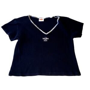 Hard Rock Cafe V-Neck Orlando Black Top Logo Large